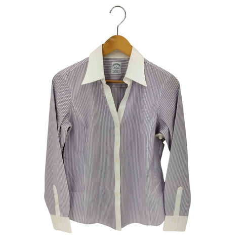 ブルックスブラザーズ BROOKS BROTHERS NON-IRON STRETCH ストライプオープンカラーシャツ レディース US:6