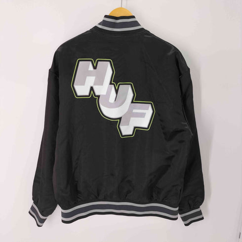 ハフ HUF GALACTIC STACK BASEBALL JACKET バックプリントサテン巣Tじゃん メンズ JPN:L