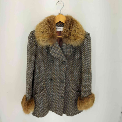 MORRIS GRANT PARIS 襟袖ファー切替 総柄ウールジャケット スカートセットアップ レディース FR:42