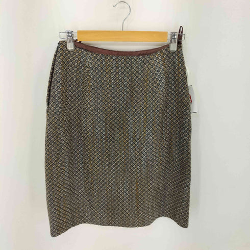 MORRIS GRANT PARIS 襟袖ファー切替 総柄ウールジャケット スカートセットアップ レディース FR:42
