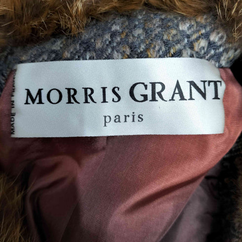 MORRIS GRANT PARIS 襟袖ファー切替 総柄ウールジャケット スカートセットアップ レディース FR:42