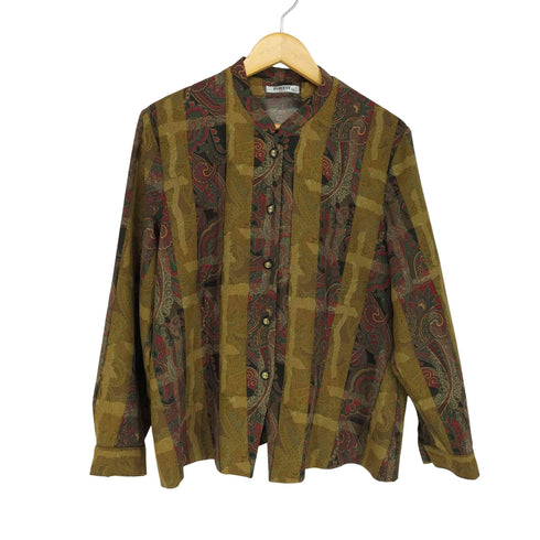 FOREST 総柄ノーカラーシャツ レディース 15