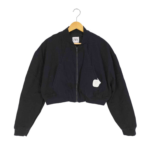 ザラ ZARA DENIM CROPPED PUFFER JACKET デニム クロップド パファー ジャケット レディース import:XL
