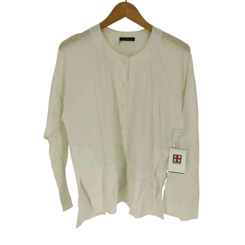 イッセイミヤケ ISSEY MIYAKE 11SS ステッチデザイン 裾スリット バンドカラー 5B プルオーバーシャツ ブラウス レディース JPN:2