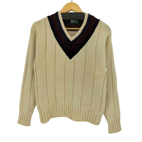 ポロラルフローレン POLO RALPH LAUREN 緑タグ Vネック チルデンニット レディース 160