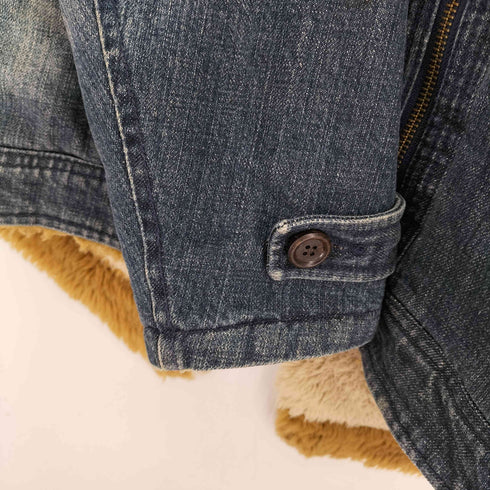 LUKH&JEAN デニムフーデットファージャケット フロント刺繍 ダブルジップ メンズ