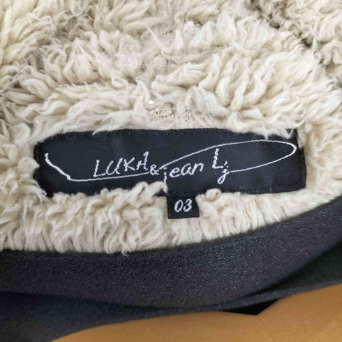 LUKH&JEAN デニムフーデットファージャケット フロント刺繍 ダブルジップ メンズ