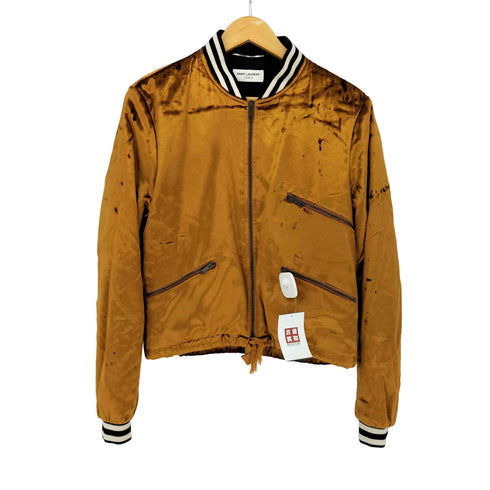 サンローランパリ SAINT LAURENT PARIS BOMBER JACKET VARSITY JACKET レーヨンシルク ボンバージャケット メンズ EUR:44