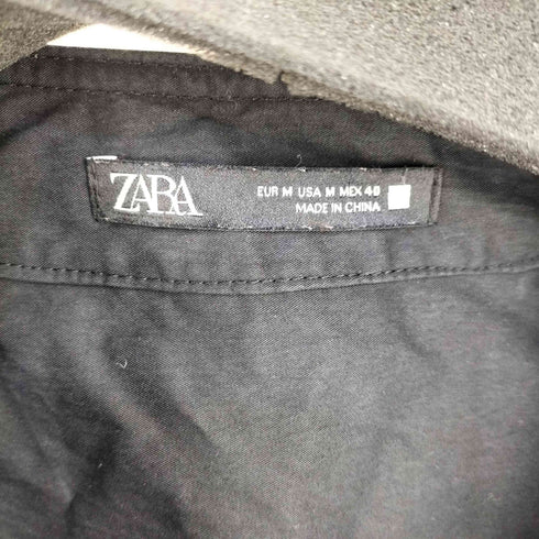 ザラ ZARA コットンナイロン カラーレスジャケット メンズ import:M