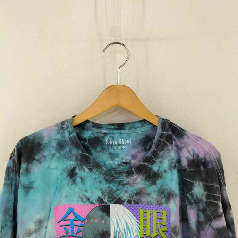 メキシコ製 タイダイ 眼帯 アニメプリント クルーネックTシャツ メンズ JPN:L
