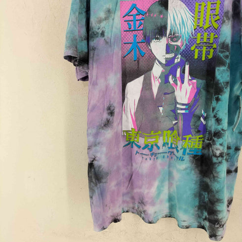 メキシコ製 タイダイ 眼帯 アニメプリント クルーネックTシャツ メンズ JPN:L