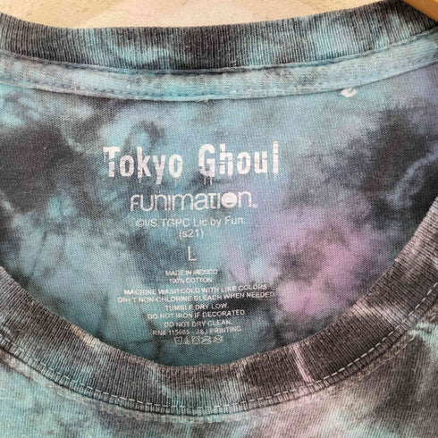 メキシコ製 タイダイ 眼帯 アニメプリント クルーネックTシャツ メンズ JPN:L