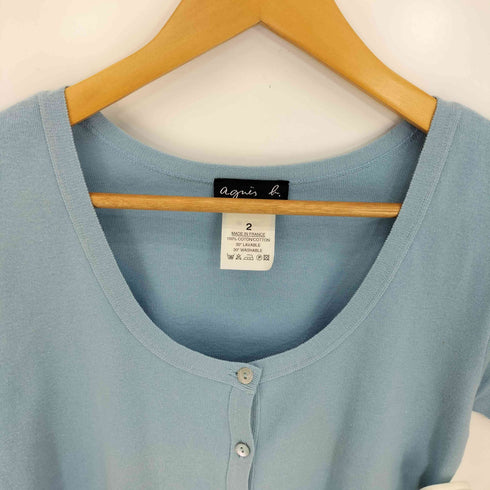 アニエスベー agnes b. PARIS フランス製 ウォッシャブル 半袖 ボタンカーディガン レディース JPN:2