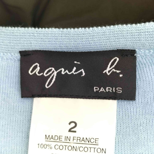 アニエスベー agnes b. PARIS フランス製 ウォッシャブル 半袖 ボタンカーディガン レディース JPN:2