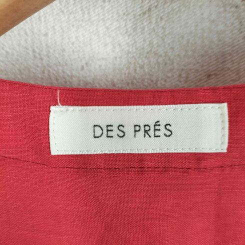デプレ DES PRES リネンラミーシルク フレンチスリーブシャツワンピース レディース 36