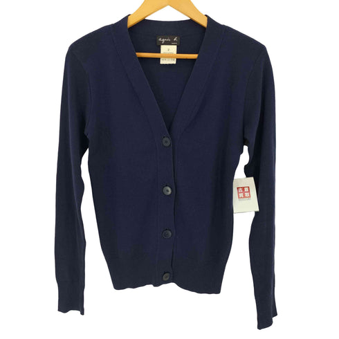 アニエスベー agnes b. PARIS フランス製 Vネック カーディガン レディース JPN:2