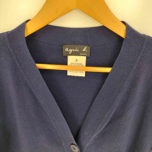 アニエスベー agnes b. PARIS フランス製 Vネック カーディガン レディース JPN:2