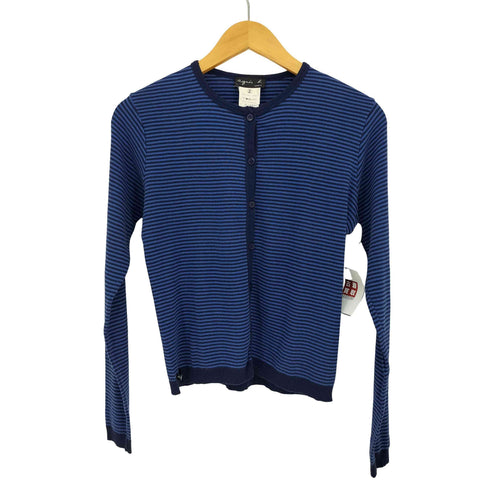 アニエスベー agnes b. PARIS 07AW フランス製 ボーダー ボタンカーディガン レディース JPN:2