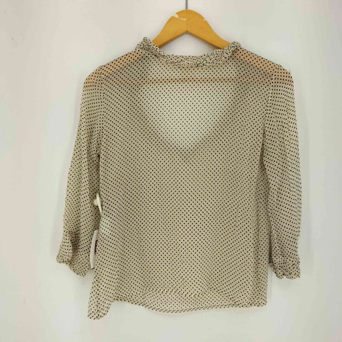 アニエスベー agnes b. PARIS シルク混 ドット フレアスリーブ シアーブラウス レディース 40