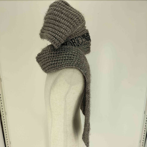 エンポリオアルマーニ EMPORIO ARMANI イタリア製 アルパカ混 ロゴ 刺繍 ローゲージ ニット キャップ マフラー ストール メンズ 60