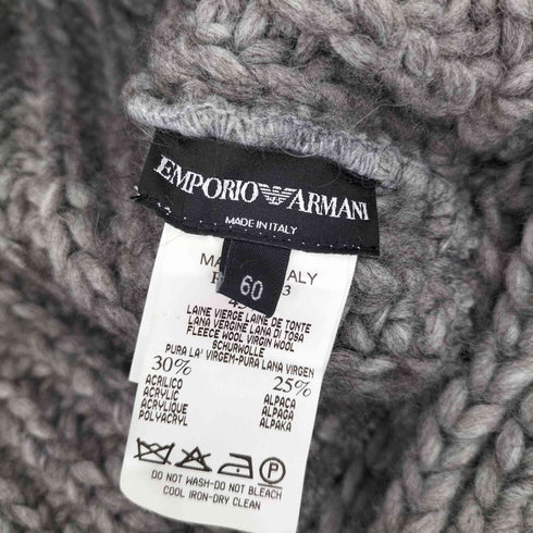 エンポリオアルマーニ EMPORIO ARMANI イタリア製 アルパカ混 ロゴ 刺繍 ローゲージ ニット キャップ マフラー ストール メンズ 60