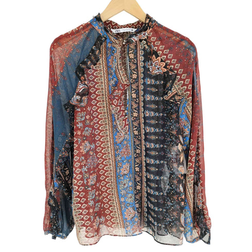 ザラ ZARA PATCHWORK PRINT BLOUSE レディース import:M
