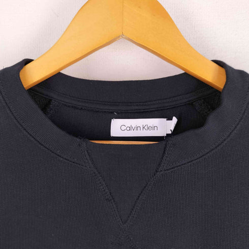 カルバンクライン CALVIN KLEIN 裾刺繍 前V 袖ダーツ ブランクラグランスウェット ヘビーオンス メンズ import:L
