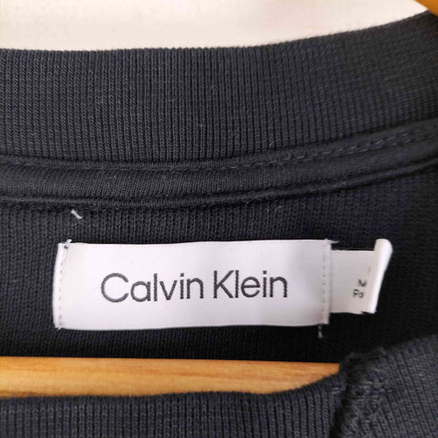カルバンクライン CALVIN KLEIN 裾刺繍 前V 袖ダーツ ブランクラグランスウェット ヘビーオンス メンズ import:L