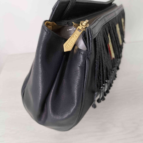 ジャンポールゴルチエ Jean Paul GAULTIER JPGロゴ ビーズ装飾 フリンジレザーショルダーバッグ OLD オールド レディース
