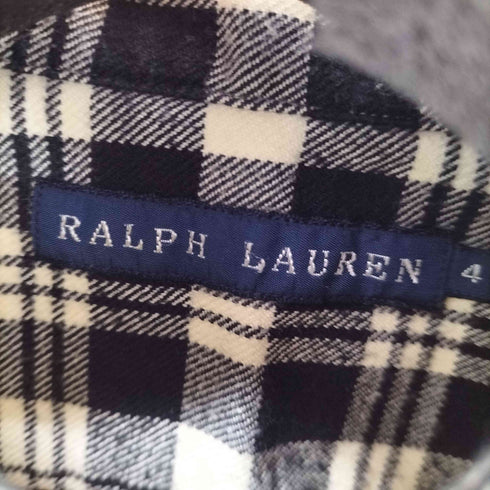 ラルフローレン RALPH LAUREN ダブルポケットL/Sフランネルチェックシャツ エルボーパッチ レディース US:4