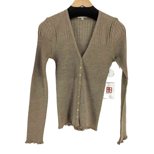ポールカ PAULE KA MADE IN ITALY シルクリブ切替 メリノウール タイトカーディガン レディース import:M