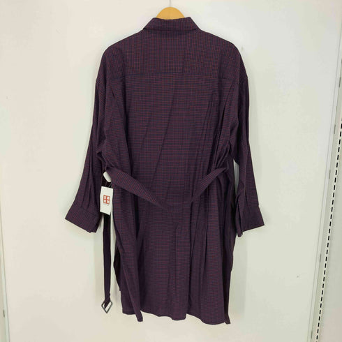 メゾンミハラヤスヒロ Maison MIHARA YASUHIRO 比翼 スナップボタン ベルテッド ロングチェックシャツ メンズ