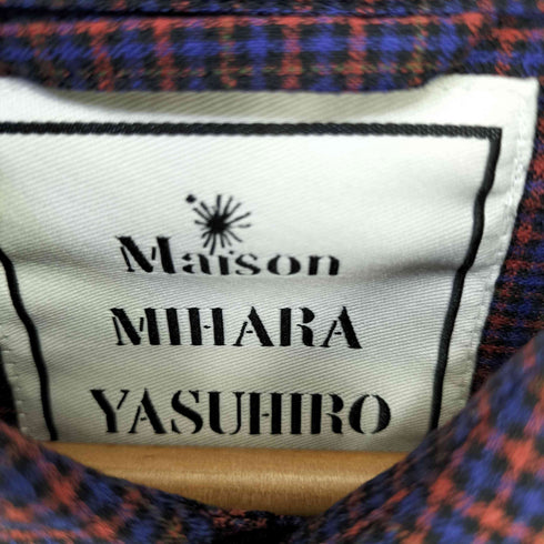 メゾンミハラヤスヒロ Maison MIHARA YASUHIRO 比翼 スナップボタン ベルテッド ロングチェックシャツ メンズ