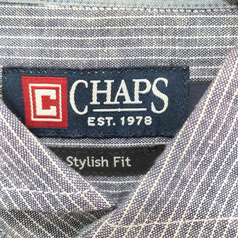 チャップスラルフローレン CHAPS RALPH LAUREN 90S ストライプ柄 七分丈 ワークシャツ メンズ JPN:L