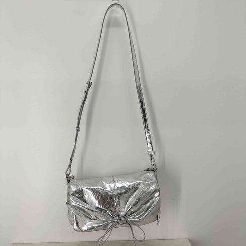 ザラ ZARA メタリックシルバーショルダーバッグ Y3K レディース