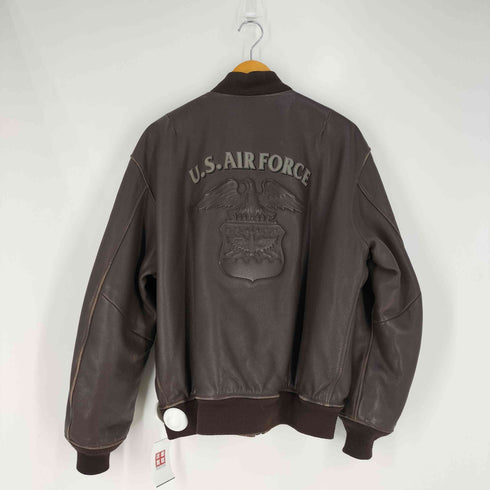 アルファインダストリーズ ALPHA INDUSTRIES U.S.AIR FORCE エンボス加工 刺繍 レザー フライトジャケット MA-1 メンズ import:XL