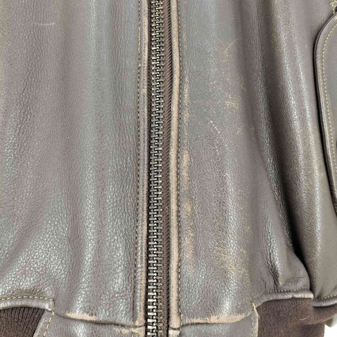 アルファインダストリーズ ALPHA INDUSTRIES U.S.AIR FORCE エンボス加工 刺繍 レザー フライトジャケット MA-1 メンズ import:XL