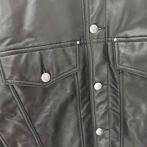 ザラ ZARA フェイクレザー トラッカージャケット メンズ USA L