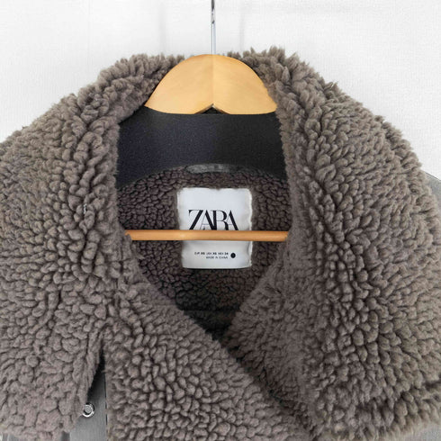 ザラ ZARA B-3 フェイクムートン FAUX LEATHER SHEARLING DOUBLE-FACED BIKER JACKET レディース import:XS