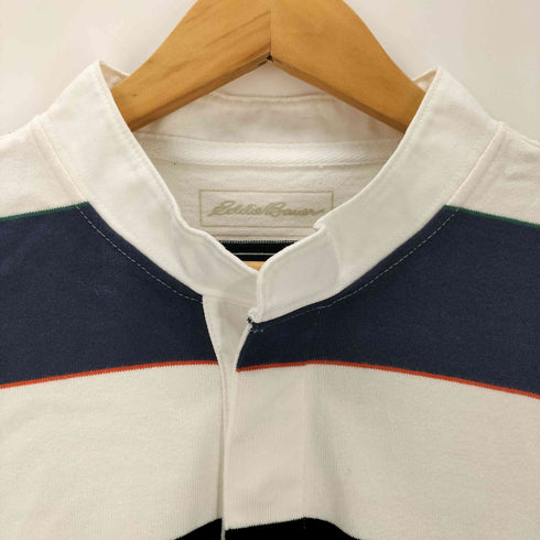 エディーバウアー Eddie Bauer 刺繍 ボーダー柄 ノーカラー 長袖ラガーシャツ メンズ JPN:M