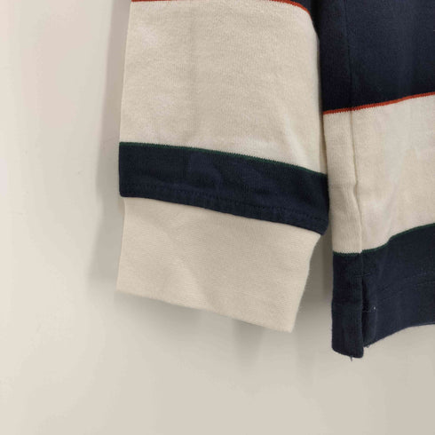 エディーバウアー Eddie Bauer 刺繍 ボーダー柄 ノーカラー 長袖ラガーシャツ メンズ JPN:M