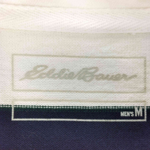 エディーバウアー Eddie Bauer 刺繍 ボーダー柄 ノーカラー 長袖ラガーシャツ メンズ JPN:M