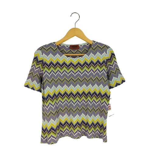 ミッソーニ MISSONI イタリア製 総柄 レーヨンシルクニット Tシャツ レディース 11