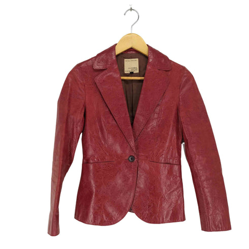 ユナイテッドアローズ UNITED ARROWS WORK FOR HOLIDAY 花柄 型押し カウレザージャケット レディース JPN:36