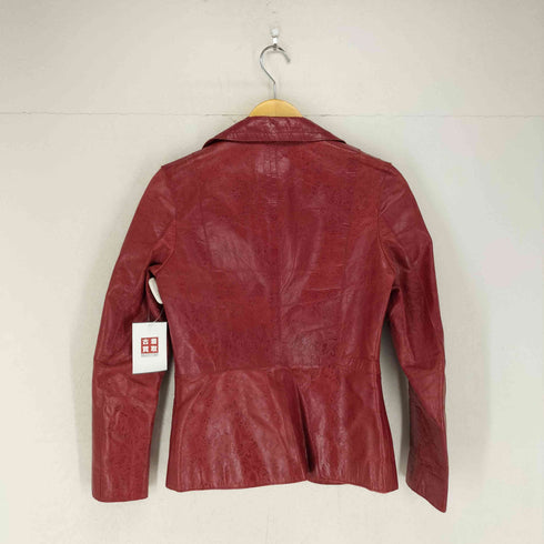 ユナイテッドアローズ UNITED ARROWS WORK FOR HOLIDAY 花柄 型押し カウレザージャケット レディース JPN:36