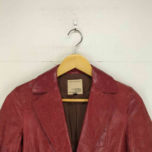 ユナイテッドアローズ UNITED ARROWS WORK FOR HOLIDAY 花柄 型押し カウレザージャケット レディース JPN:36