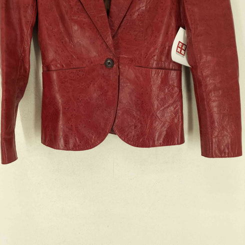 ユナイテッドアローズ UNITED ARROWS WORK FOR HOLIDAY 花柄 型押し カウレザージャケット レディース JPN:36