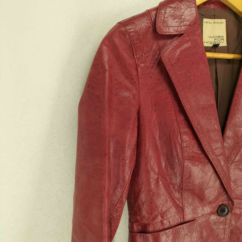 ユナイテッドアローズ UNITED ARROWS WORK FOR HOLIDAY 花柄 型押し カウレザージャケット レディース JPN:36