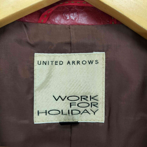 ユナイテッドアローズ UNITED ARROWS WORK FOR HOLIDAY 花柄 型押し カウレザージャケット レディース JPN:36