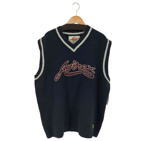 アヴィレックス AVIREX AVIREX VARSITY フロントロゴ刺繍 Vネックアクリルベスト メンズ import:XL